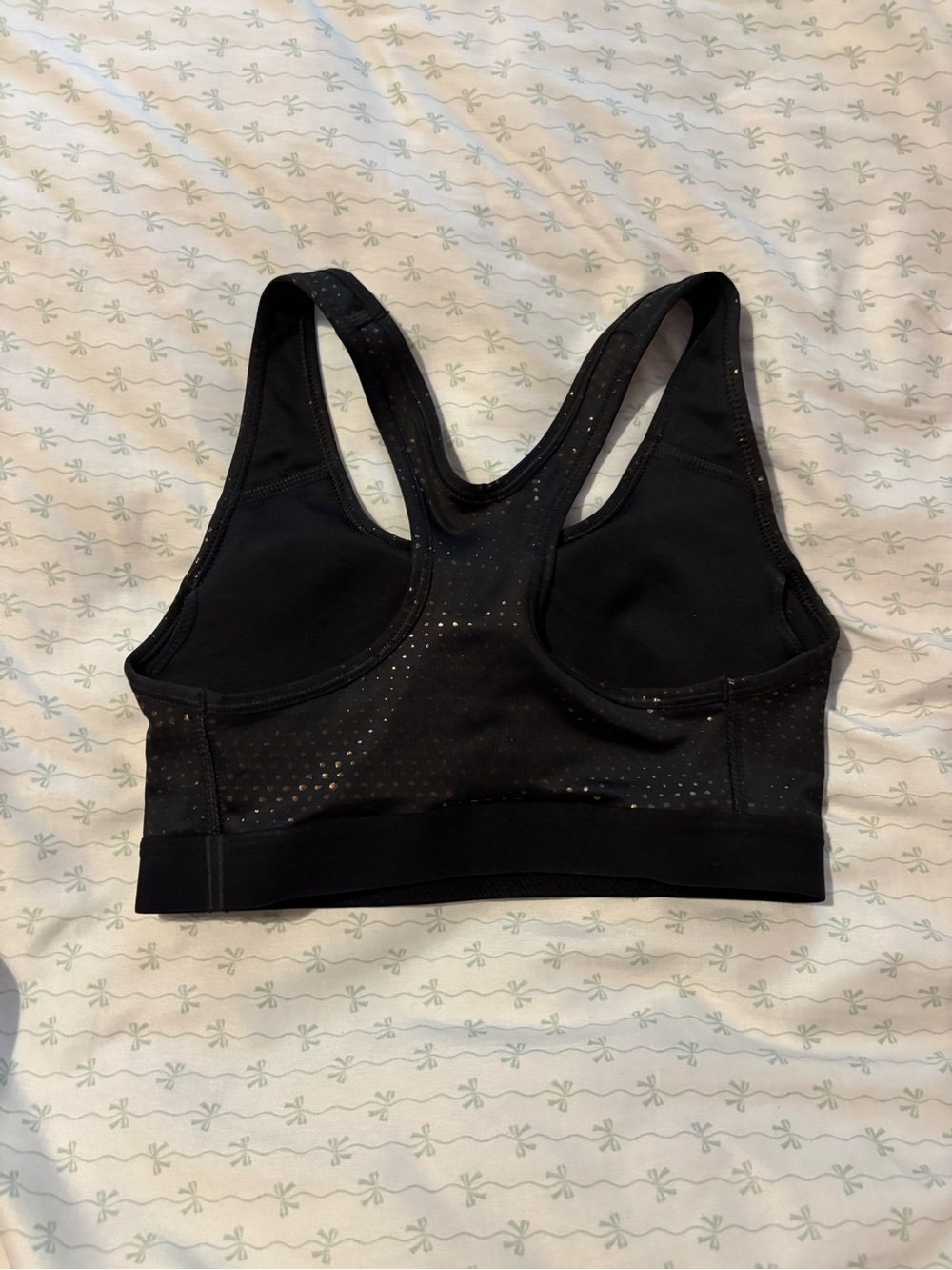 Nike Black Sports Bra with Gold Swoosh - Picture 2 of 3